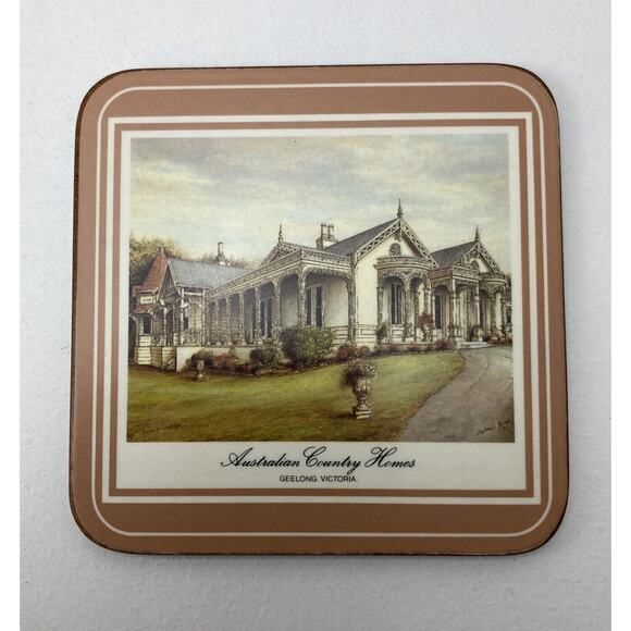 Vintage Pimpernel Acrylic & Cork Coasters - Australian Country Homes - Set of 6 - Picture 3 of 12